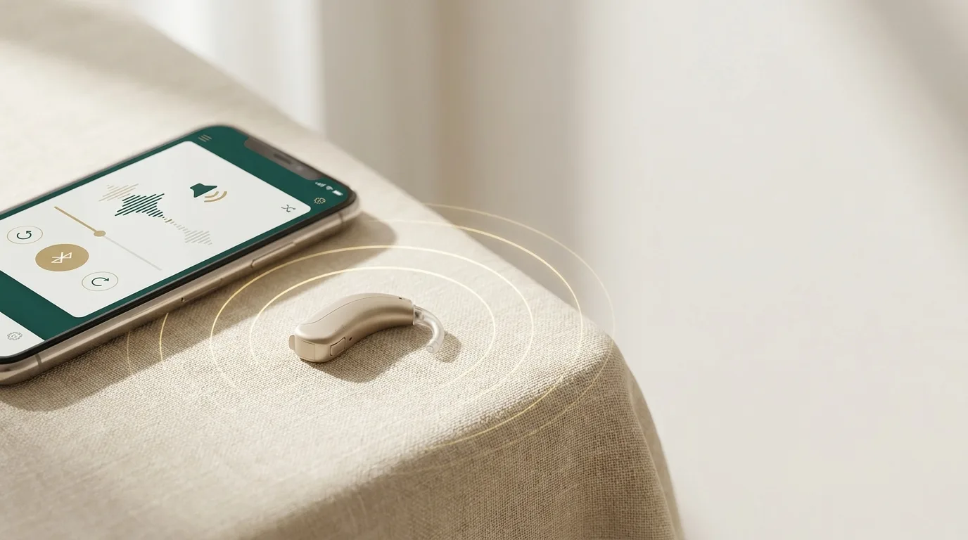 Audífono conectado al móvil vía Bluetooth